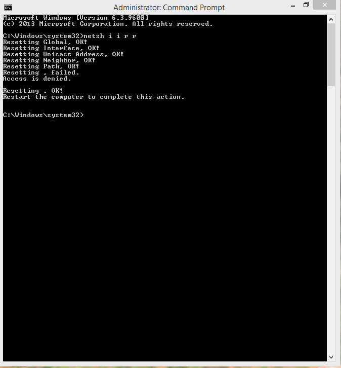 type the command to solve Ping General Failure