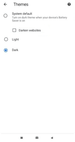 Select Dark on Chrome Android