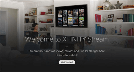 Select Get Started on Xfinity App on Samsung TV