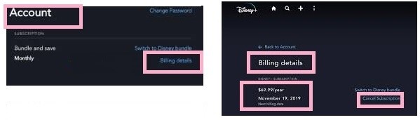 Account and Billing - Cancel Disney Plus  