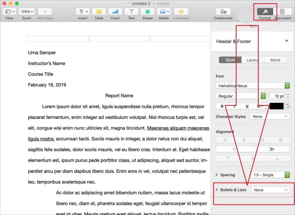 Make a bullet point on Mac in Pages