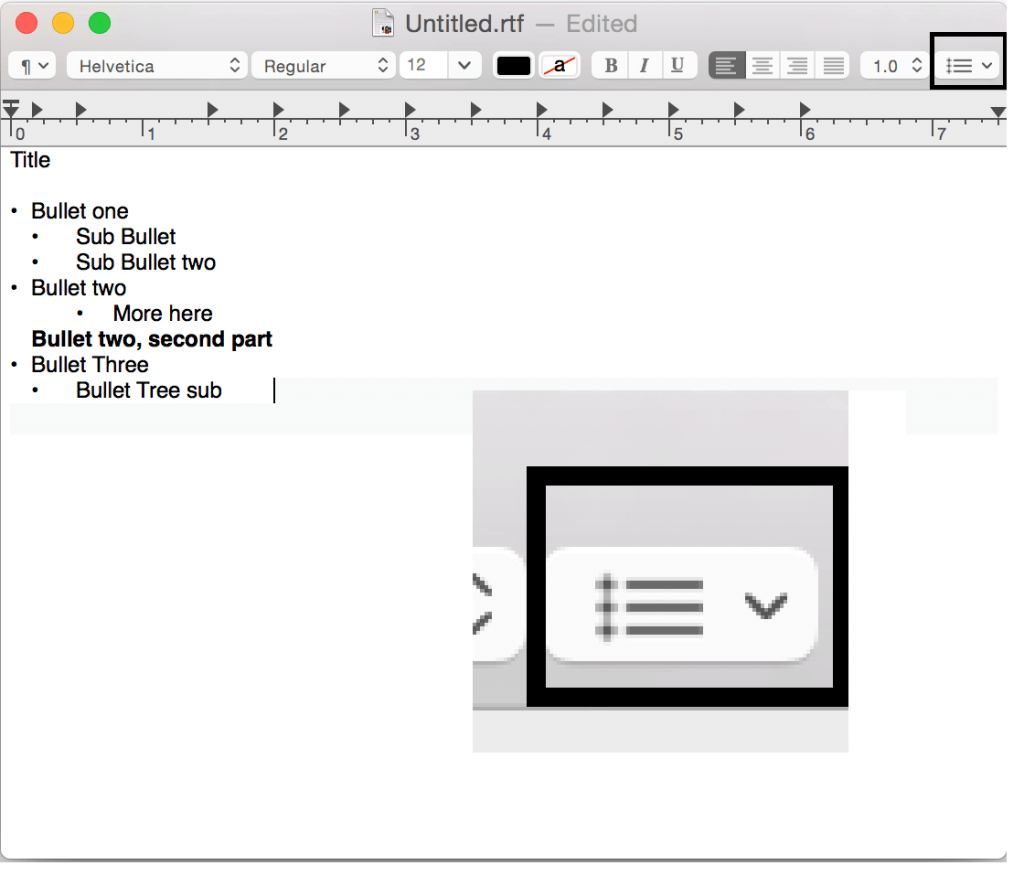 Make a bullet point on Mac in Text Edit