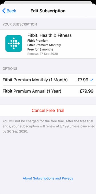 Cancel Fitbit Premium