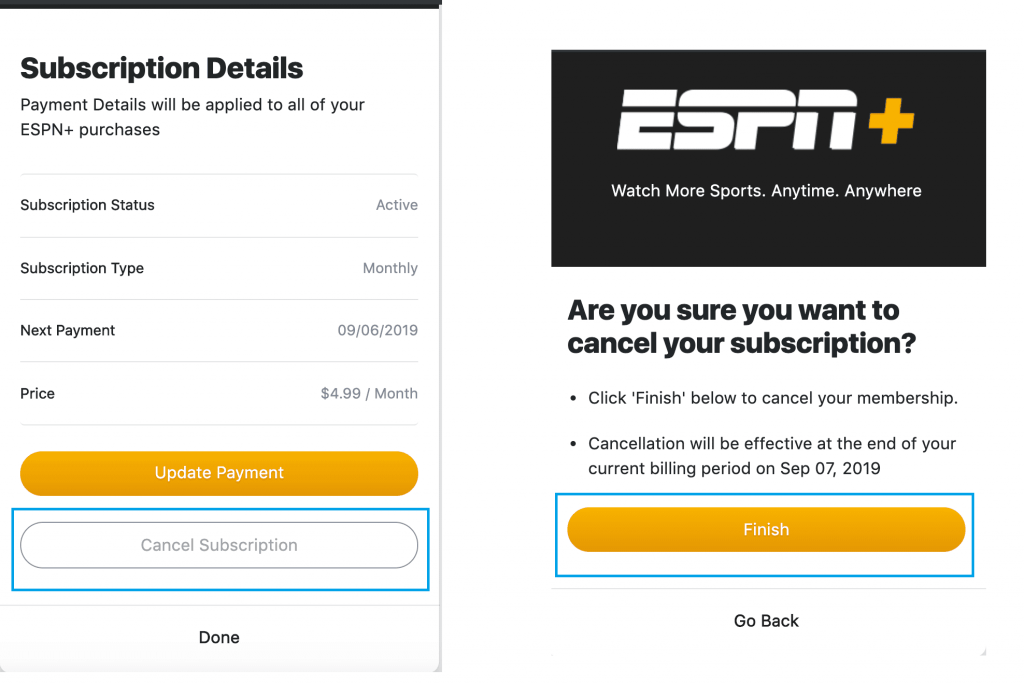 Cancel ESPN+ Subscription