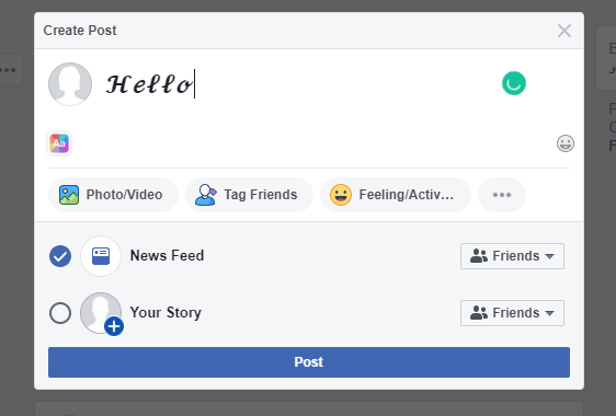create post - How to Change Font on Facebook