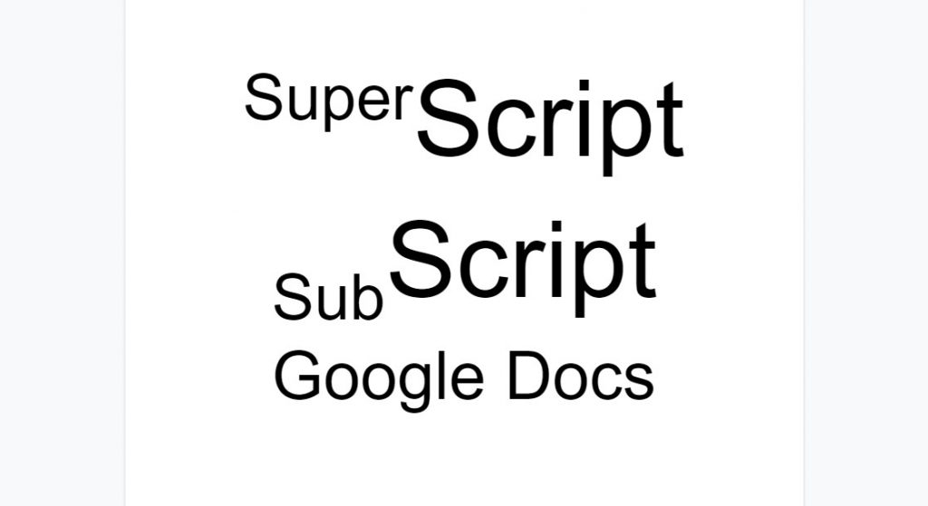 Super and subscript on Google Docs