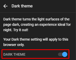 Dark theme toggle - YouTube Dark Mode