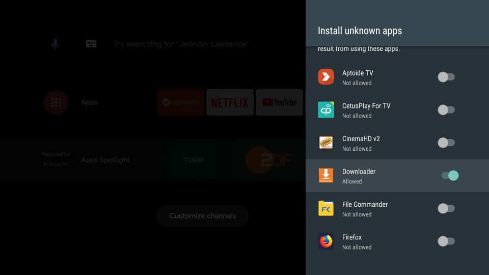 enable unknown sources on mi box
