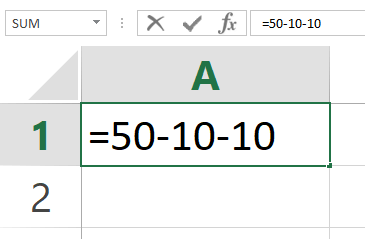 Subract in excel
