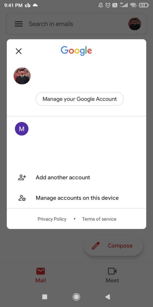 Click Manage your Google account to Change Google Account Profile Photo