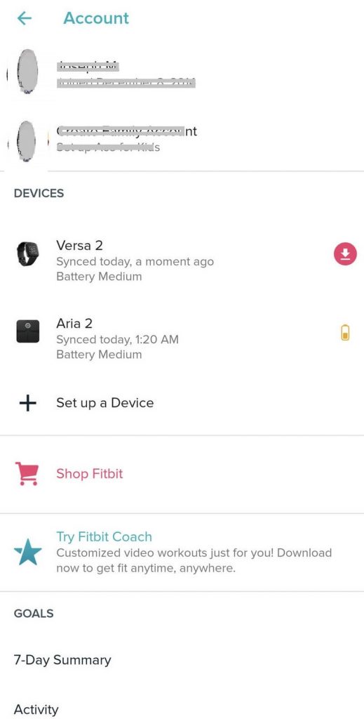 Click Profile icon - How to Update Fitbit