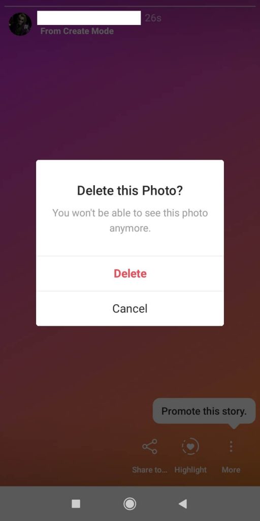 Delete Instagram Story