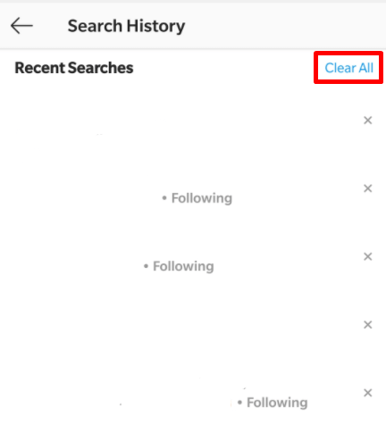 Clear all - How to Delete Search History On Instagram