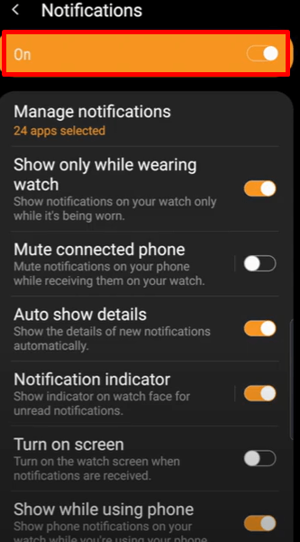 Turn on notification - How to get text message on Samsung Smart Watch
