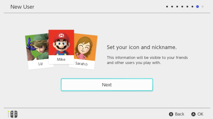 Set Nick Name - Set Up Nintendo Switch