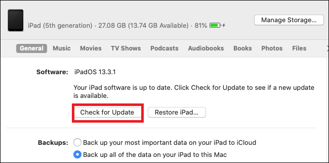 check for update - How to Update iPad