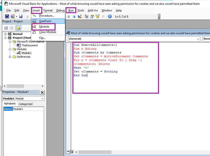 Delete Comments with VBA Code