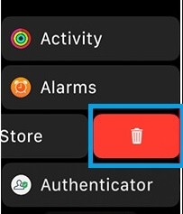 Delete apps on Apple watch in list view