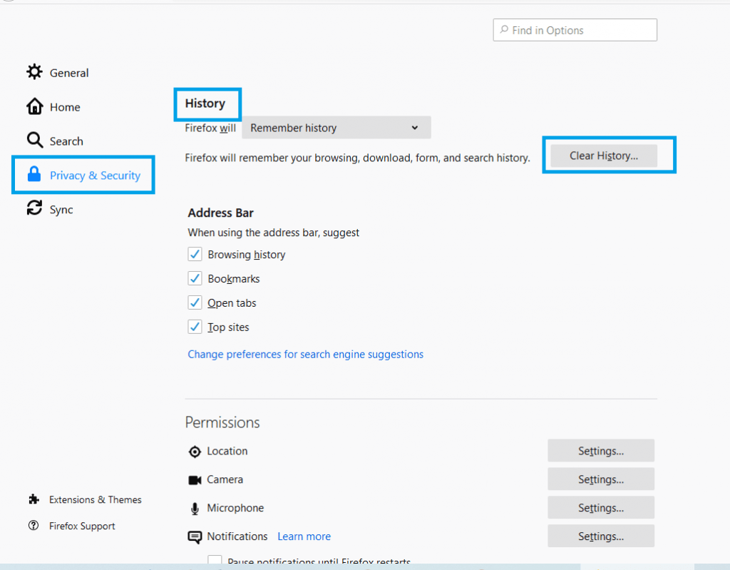Firefox - Privacy and Security Settings