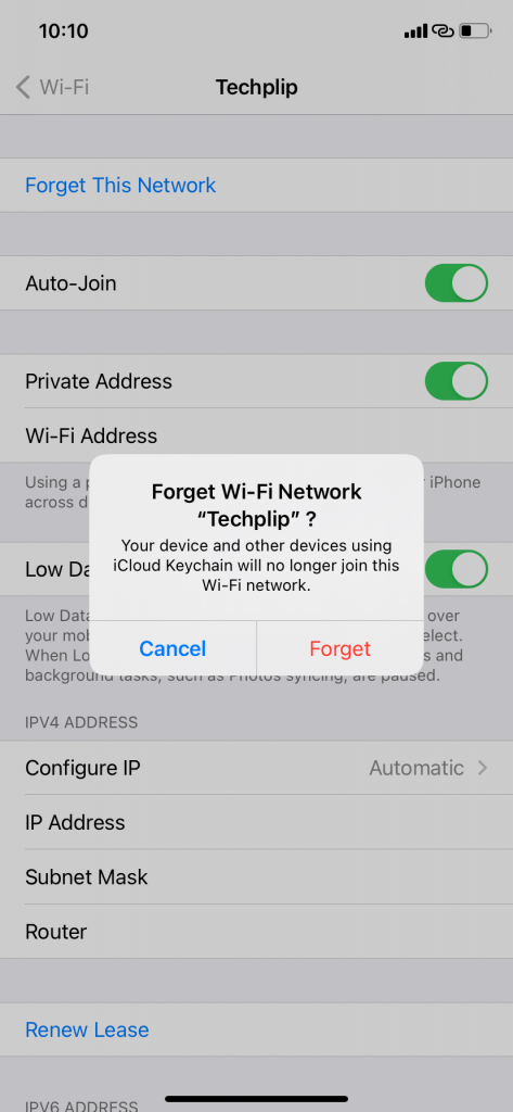 Forget a Wi-Fi Network