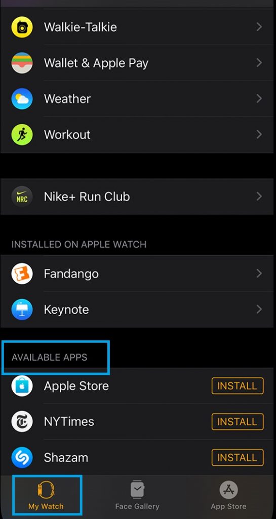 Install apps on Apple Watch from iPhone
