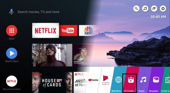 LG TV home screen - Content Store