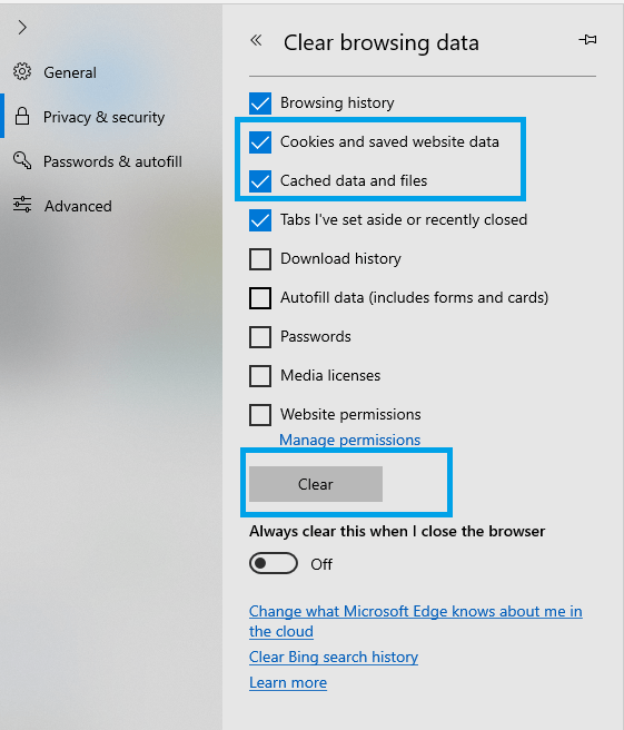 Micorsoft Edge - How to Delete Cookies on Windows 10