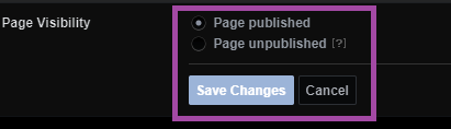 Page Visibility Settings
