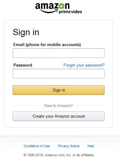 Sign in page Amazon