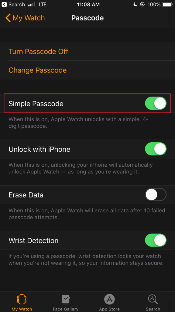 Simple Passcode toggle