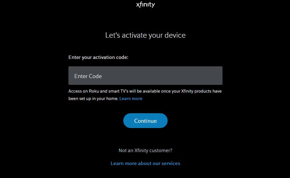 Xfinity Stream on Firestick - Enter Code