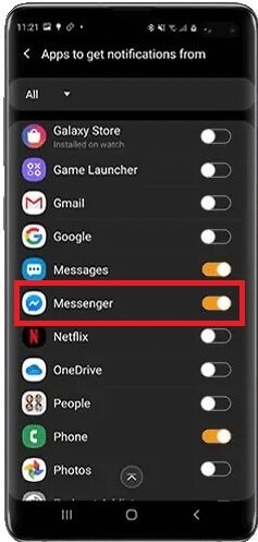 Enable Messenger to get Facebook Messenger notification on Samsung Galaxy Watch