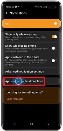  Click Apps to get notifications from 
