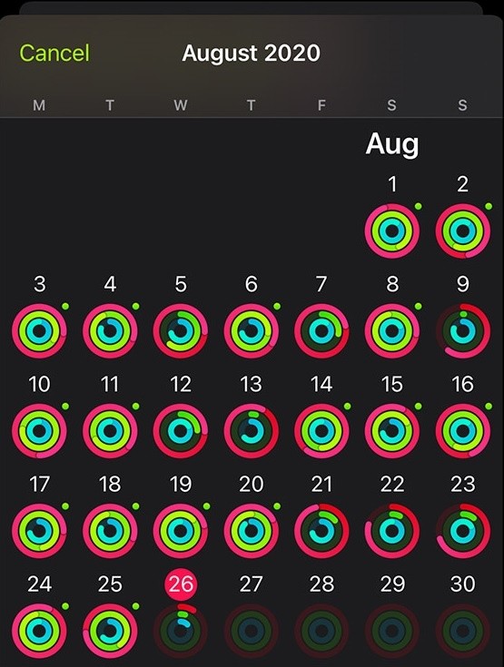 Activity history on iPhone