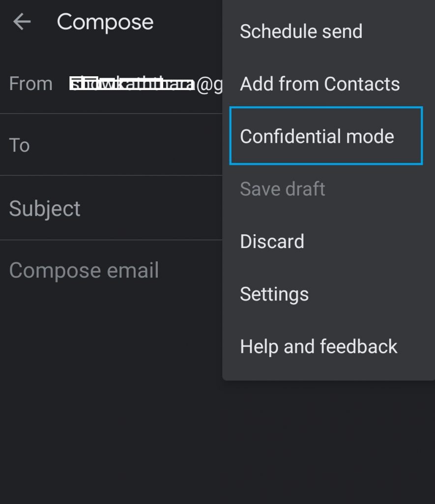 Confidential Mode on Gmail App