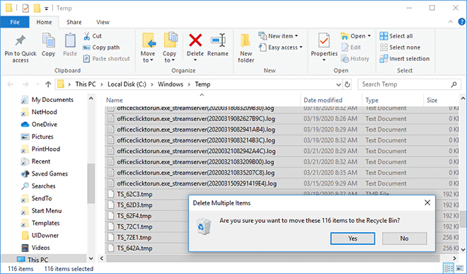 Yes - Delete Temporary Files in Windows 10 