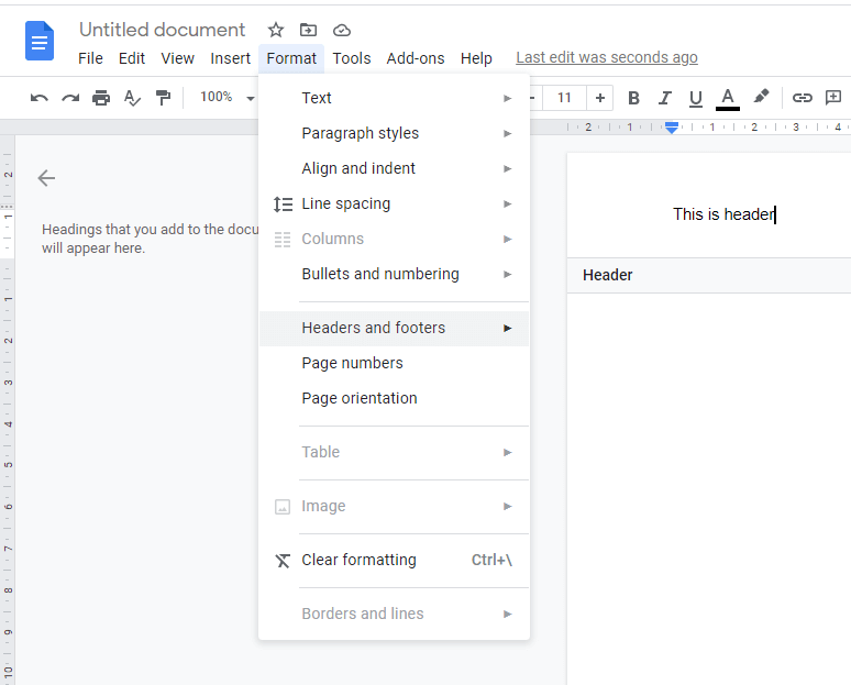 How to Remove Header in Google Docs