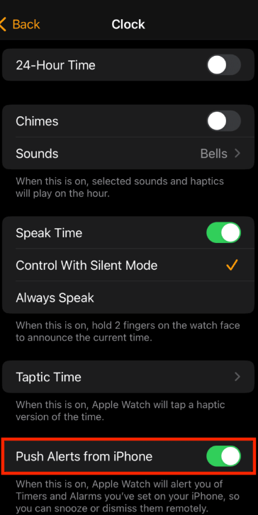 sync iPhone and watch alarm