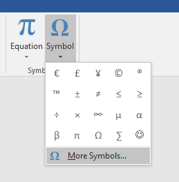 Select symbol > More symbols