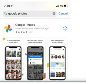 Search for google photos on App store
