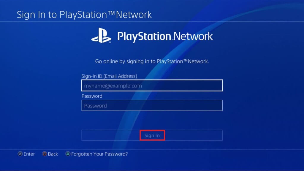 Sign in to delete a user on PS4