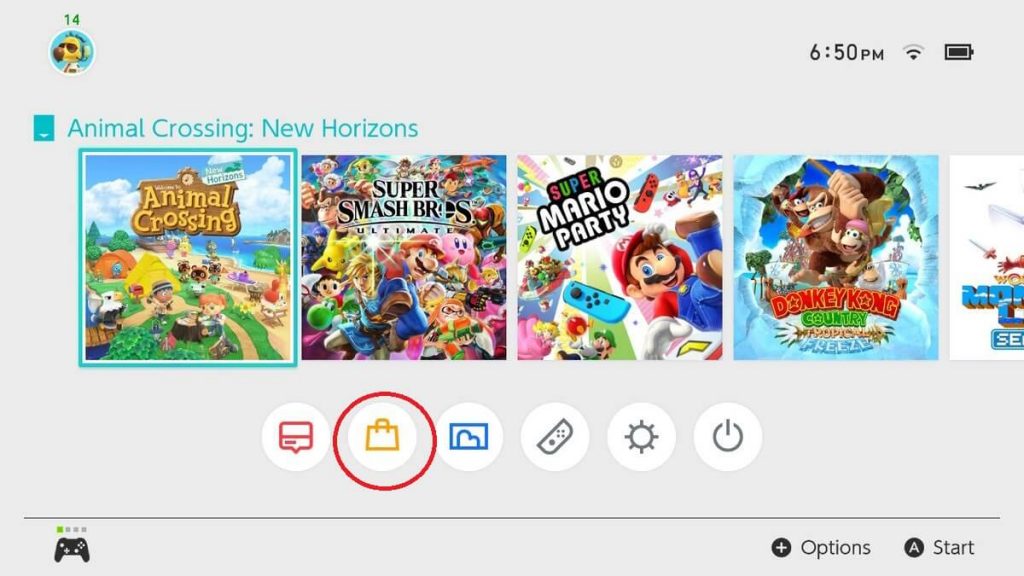 click on eShop icon to install Hulu on Nintendo Switch 