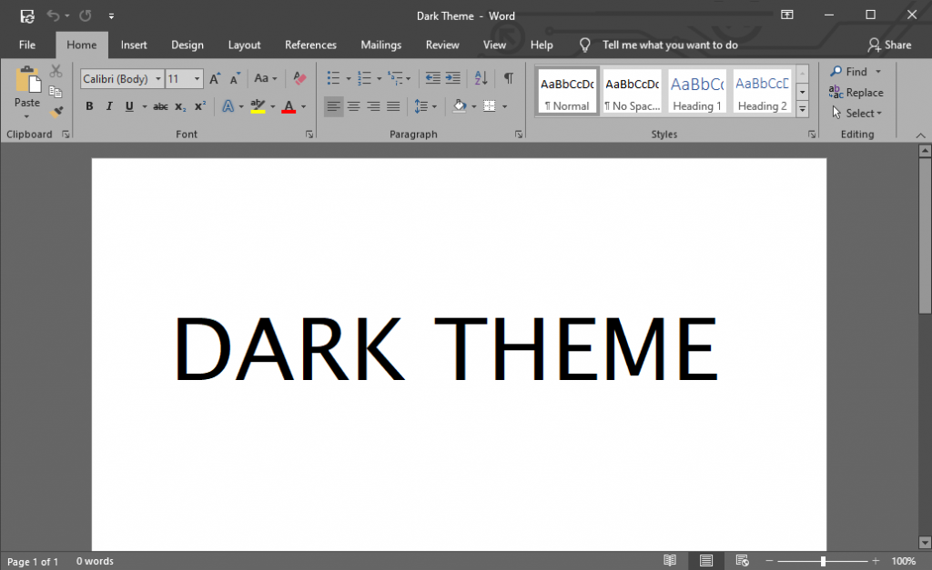 Microsoft Word Dark Theme