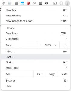 Select cast menu to Chromecast Swift 