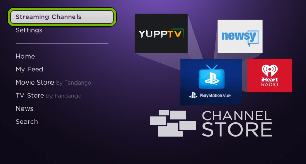 Select Streaming Channels in Roku home screen
