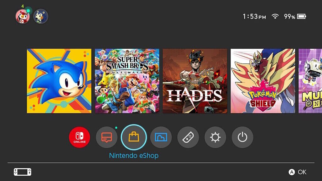 Click on eShop to cancel the nintendo online 