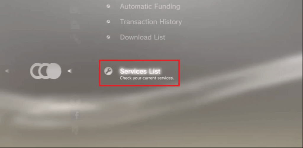 select services list to cancel PlayStation Plus Subscription