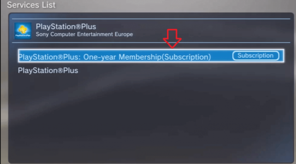 select your PS Plus subscription