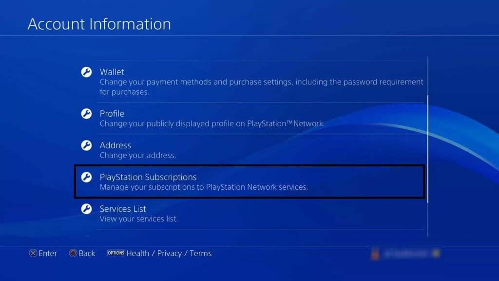 Select playstation subscriptions  