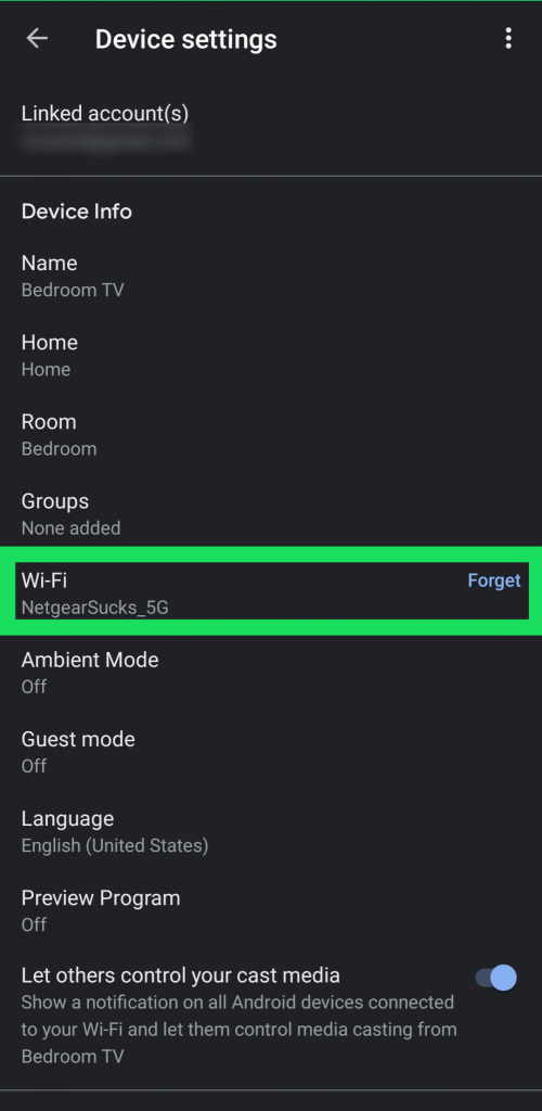 Choose your Wi-Fi to connect Chromecast